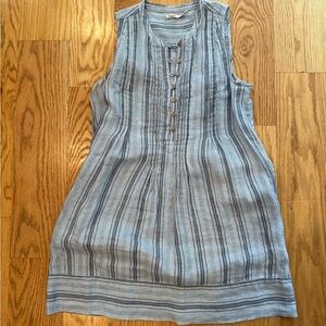 Faherty Linen Blue Striped Isla Dress